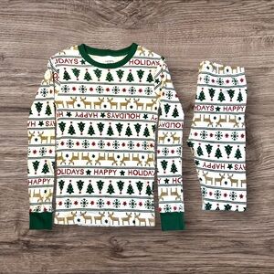 Carter's Boy/Girl Cotton Holiday Reindeer Pajama Set - Green, Red, Gold. Size 8